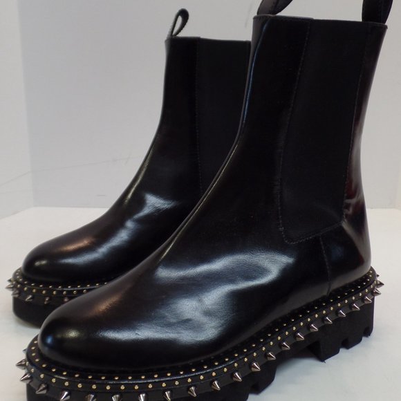 Sebastian Milano Sz 39 Pull On Black Leather Boots With Punk Rock Detailing. - Picture 4 of 12